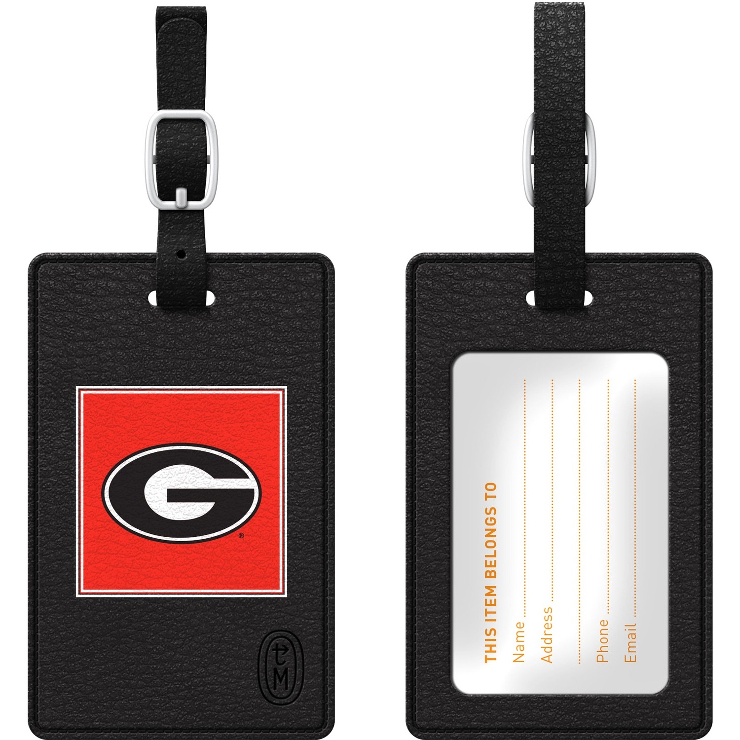Uga Tag OTM Black Leather Classic Bag Tag University of Georgia - Synthetic ...