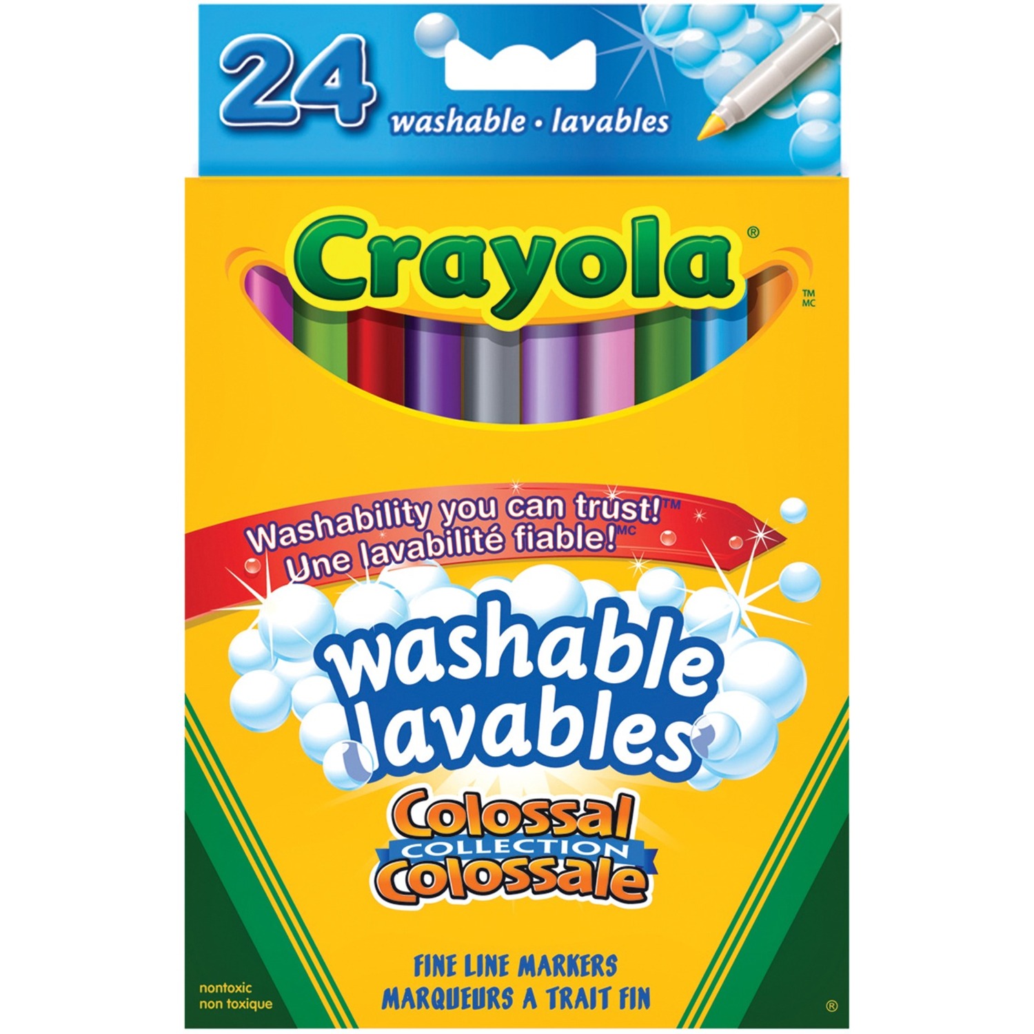 Crayola 10ct Ultra-Clean Washable Fine Line Markers, Assorted Colors, 24  Pack, Bulk School Supplies