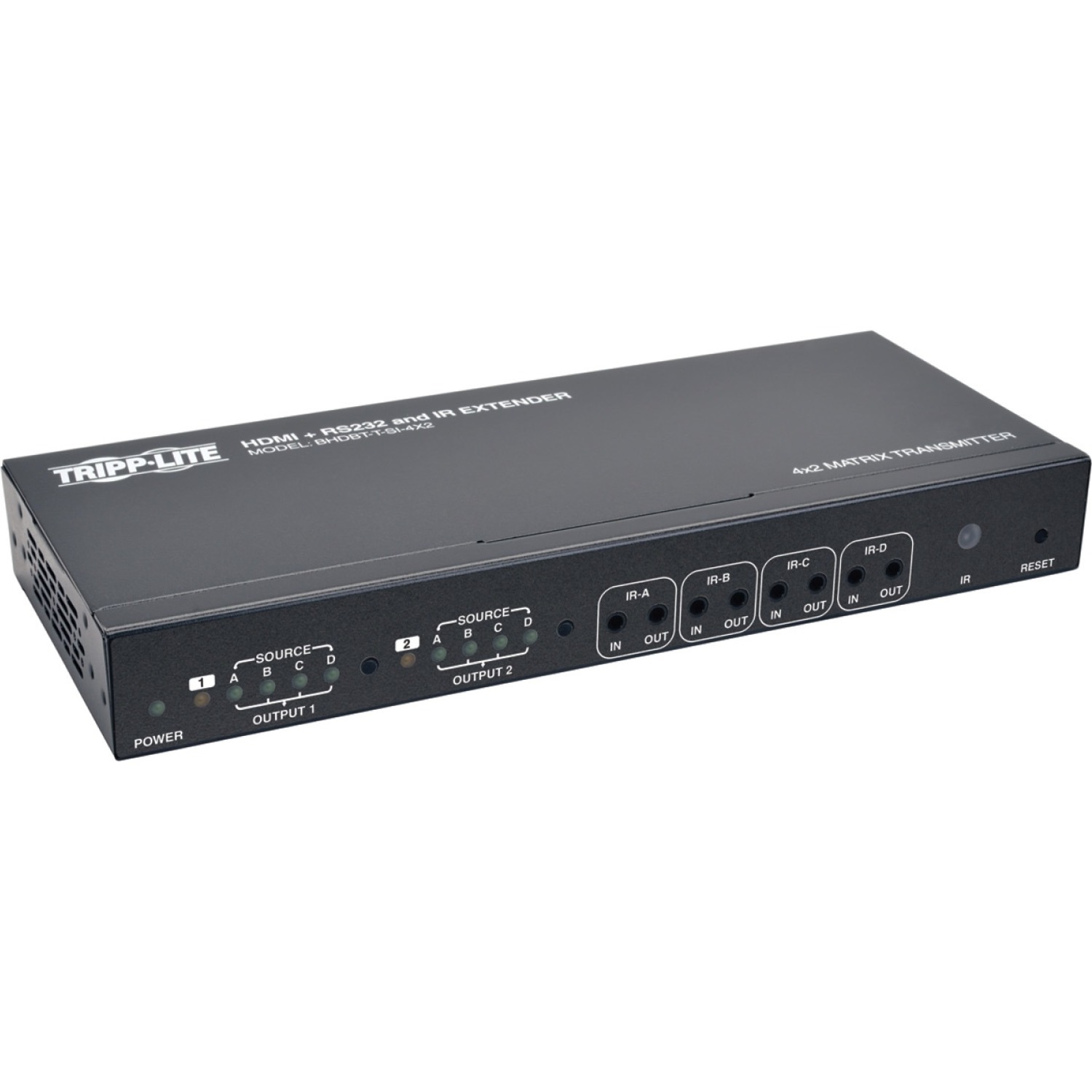 Tripp Lite BHDBT-T-SI-4X2 HDBaseT HDMI over Cat5e/6/6a 4x2 Extender Matrix Transmitter - 4 Input Device - 500 ft (152400 mm) Range - 2 x Network (RJ-45) - 4 x HDMI In - 4K - 3840 x 2160 - Twisted Pair - Category 6a - Wall Mountable, Rack-mountable, Pole-m