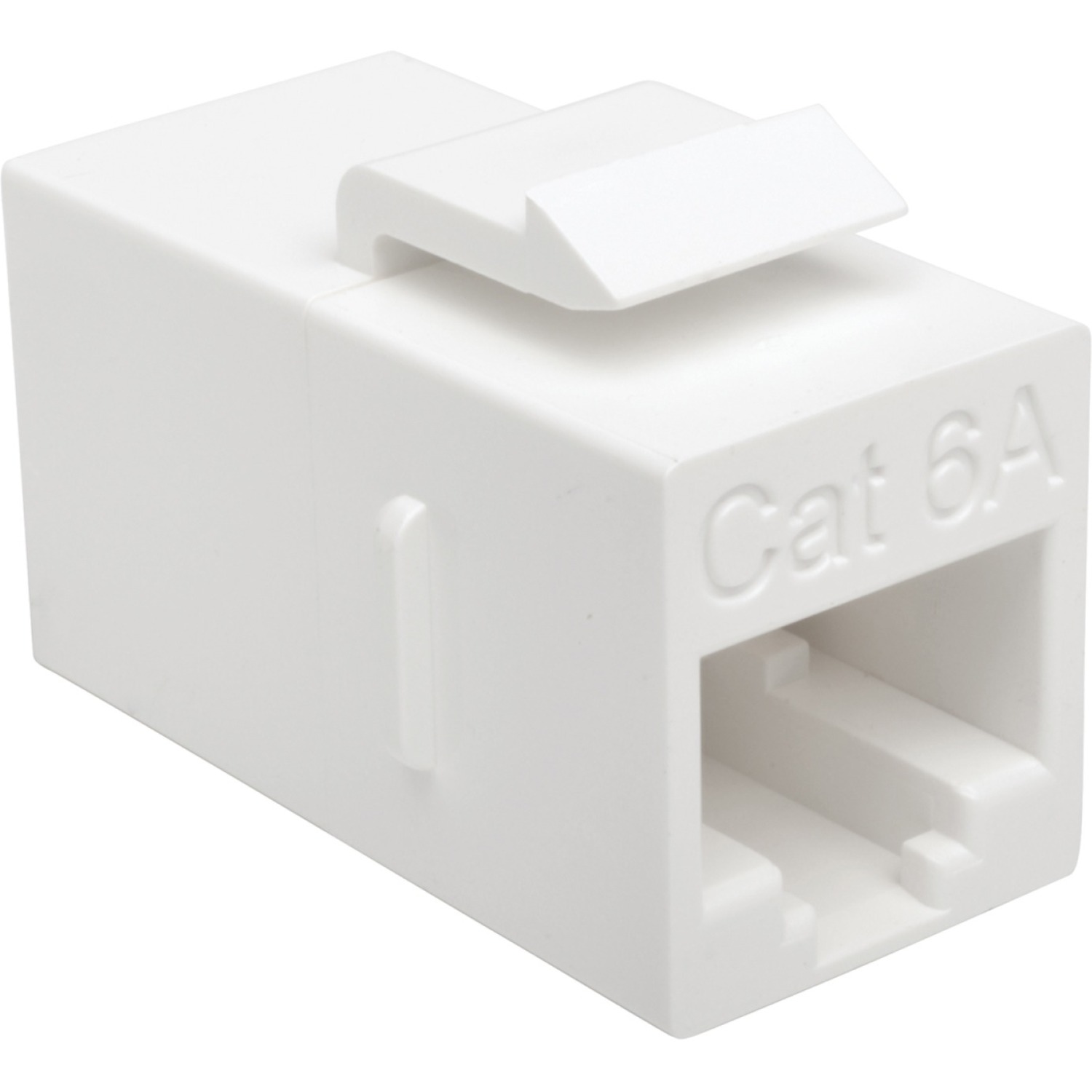 Tripp Lite Cat6a Straight-Through Modular In-Line Snap-In Coupler (RJ45 F/F) - 1 x RJ-45 Network Female - 1 x RJ-45 Network Female - White - TAA Compliant