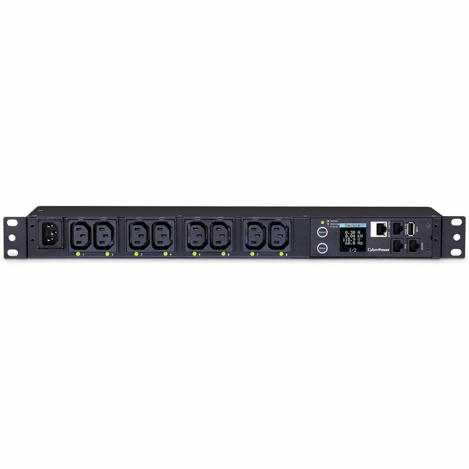 CyberPower PDU81004 8-Outlet PDU - IEC 60320 C14 - 8 x IEC 60320 C13 - 120 V AC, 230 V AC - Network (RJ-45) - 1U - Rack-mountable