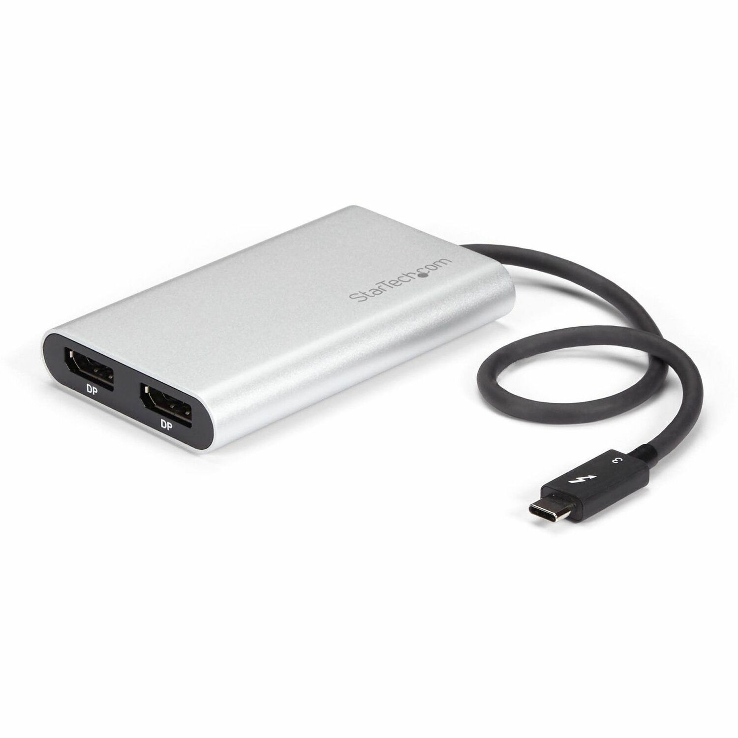 StarTech.com Thunderbolt 3 to Dual DisplayPort Adapter - 4K 60Hz - Mac and Windows Compatible - 1 x 24-pin Thunderbolt 3 - Male - 2 x 20-pin DisplayPort 1.2 Digital Audio/Video - Female - 4096 x 2160 Supported - Silver - 1 Each