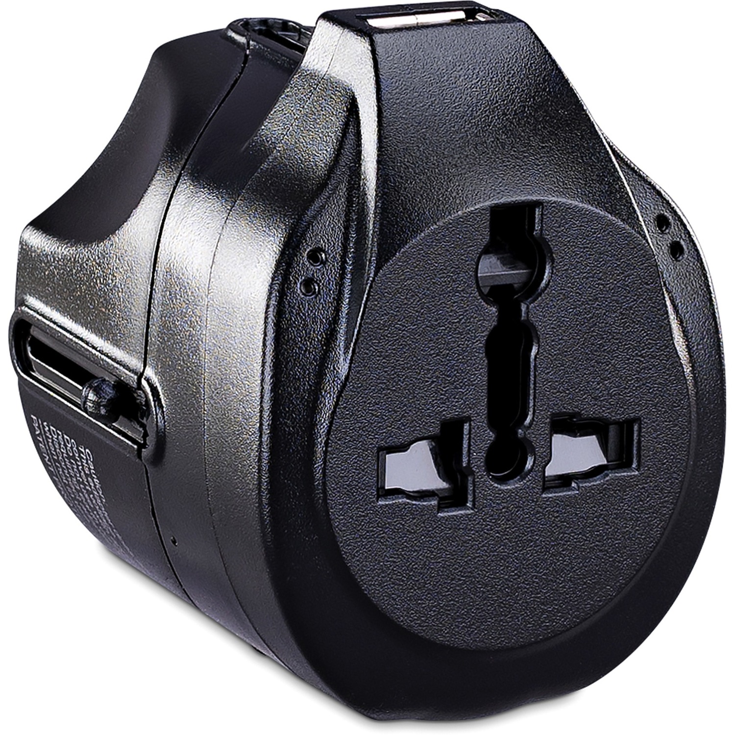 CyberPower TRA1A21U International 4-in-1 Travel Adapter, 100V/240V, USB, 2.5A - 100 V AC / 2.50 A, 240 V AC - Black