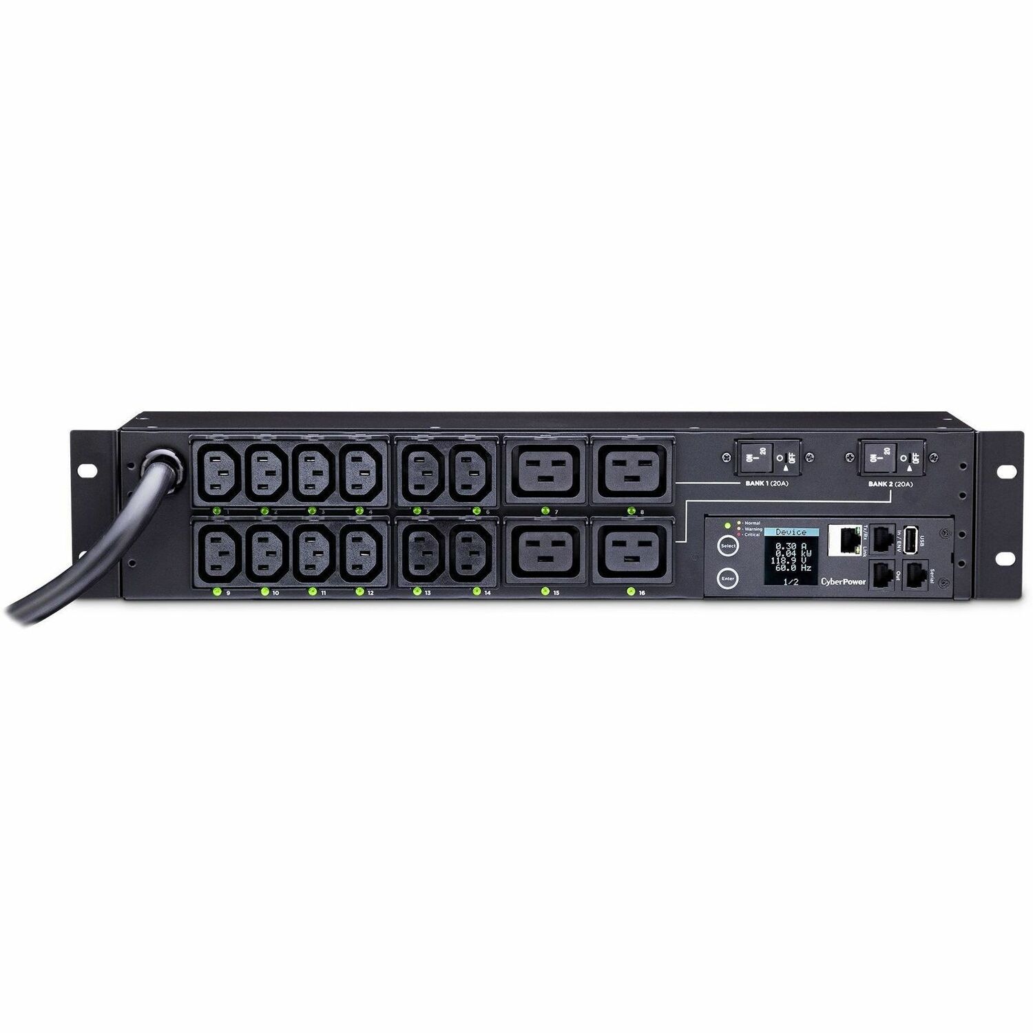 CyberPower PDU41008 16 Outlet PDU - Switched - NEMA L6-30P - 12 x IEC 60320 C13, 4 x IEC 60320 C19 - 230 V AC - Network (RJ-45) - 2U - Horizontal/Vertical - Rack-mountable