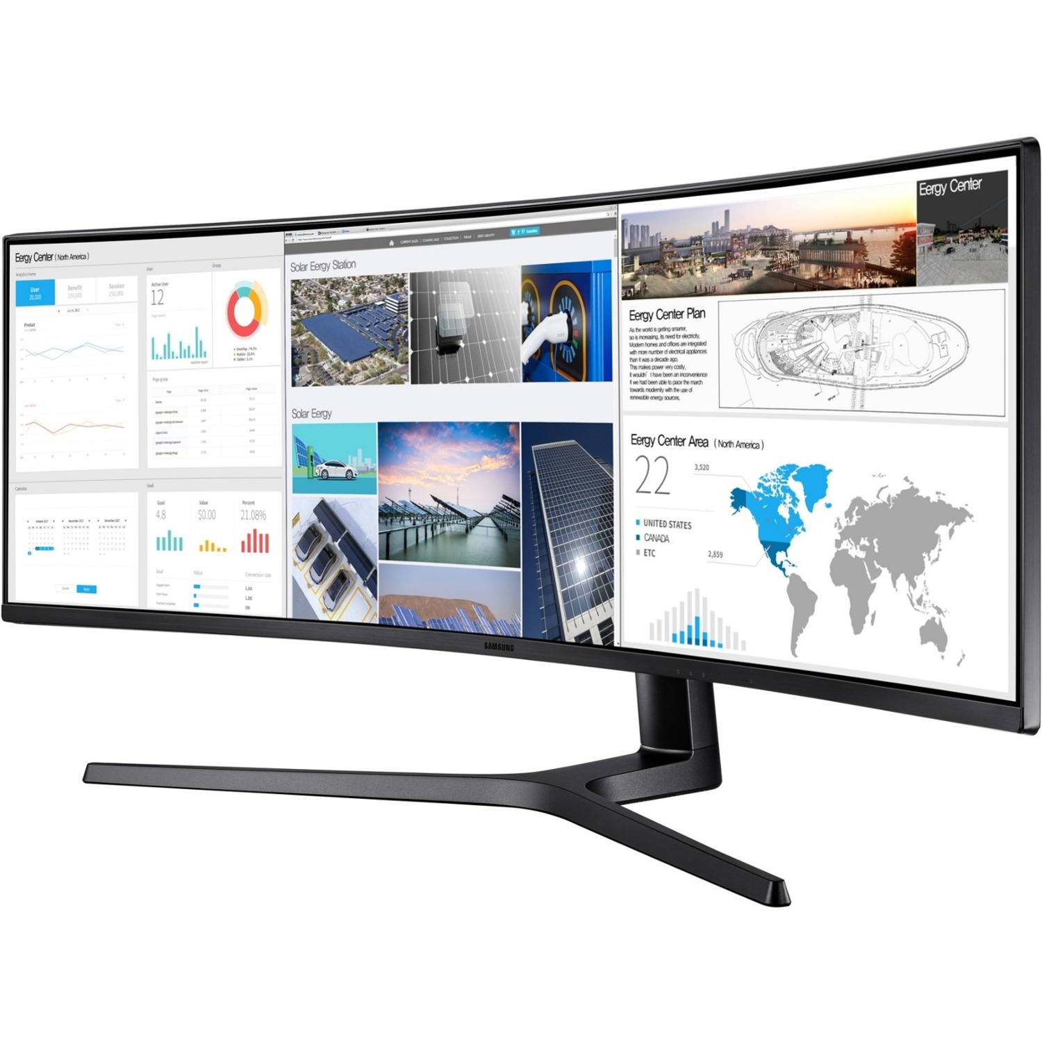 Samsung C49J89 49" Double Full HD (DFHD) Curved Screen LED LCD Monitor - 32:9 - Charcoal Black Hairline, Titanium_subImage_1
