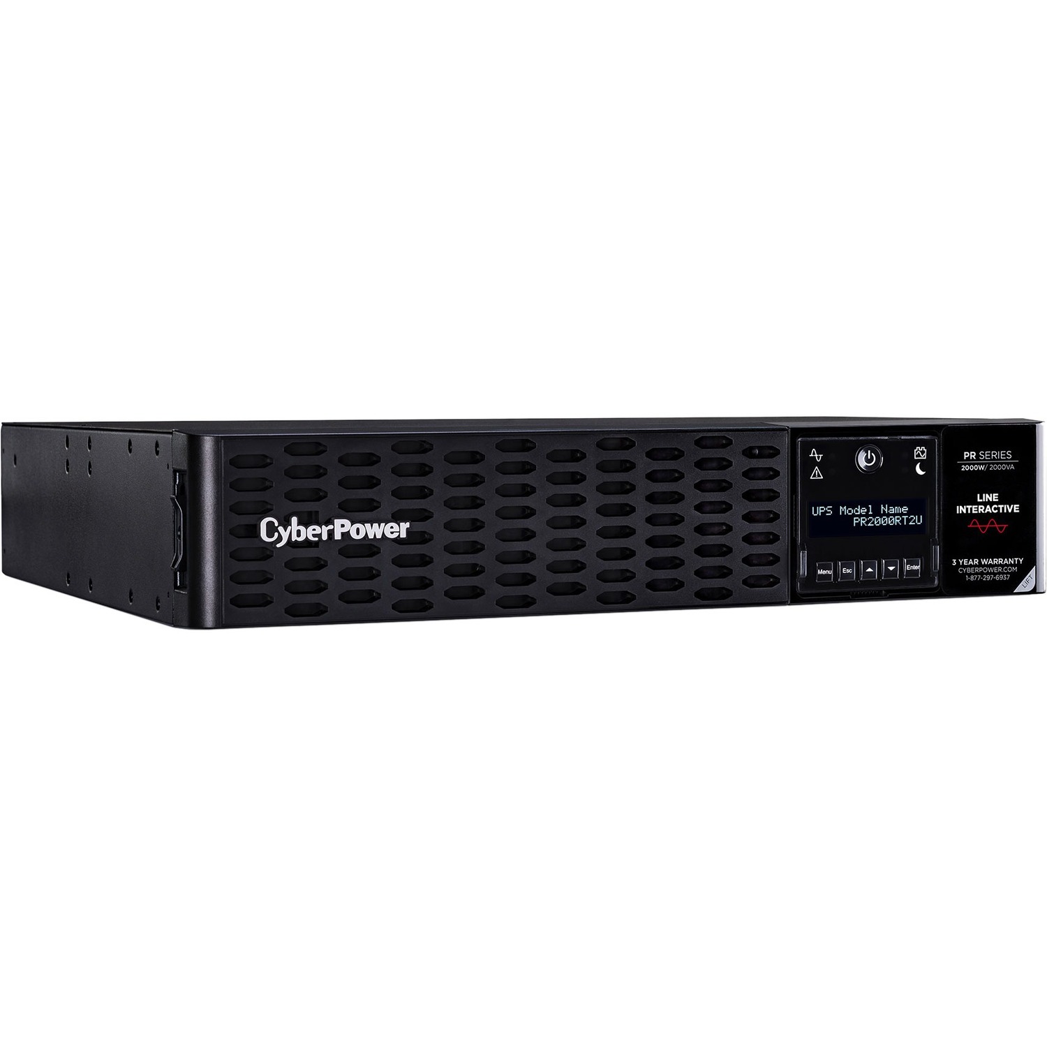 CyberPower Smart App PR2000RT2U 2000VA Tower/Rack Convertible UPS - 2U Rack/Tower - 3 Hour Recharge - 4.50 Minute Stand-by - 120 V AC Input - 100 V AC, 110 V AC, 120 V AC, 125 V AC Output - 8 x NEMA 5-20R