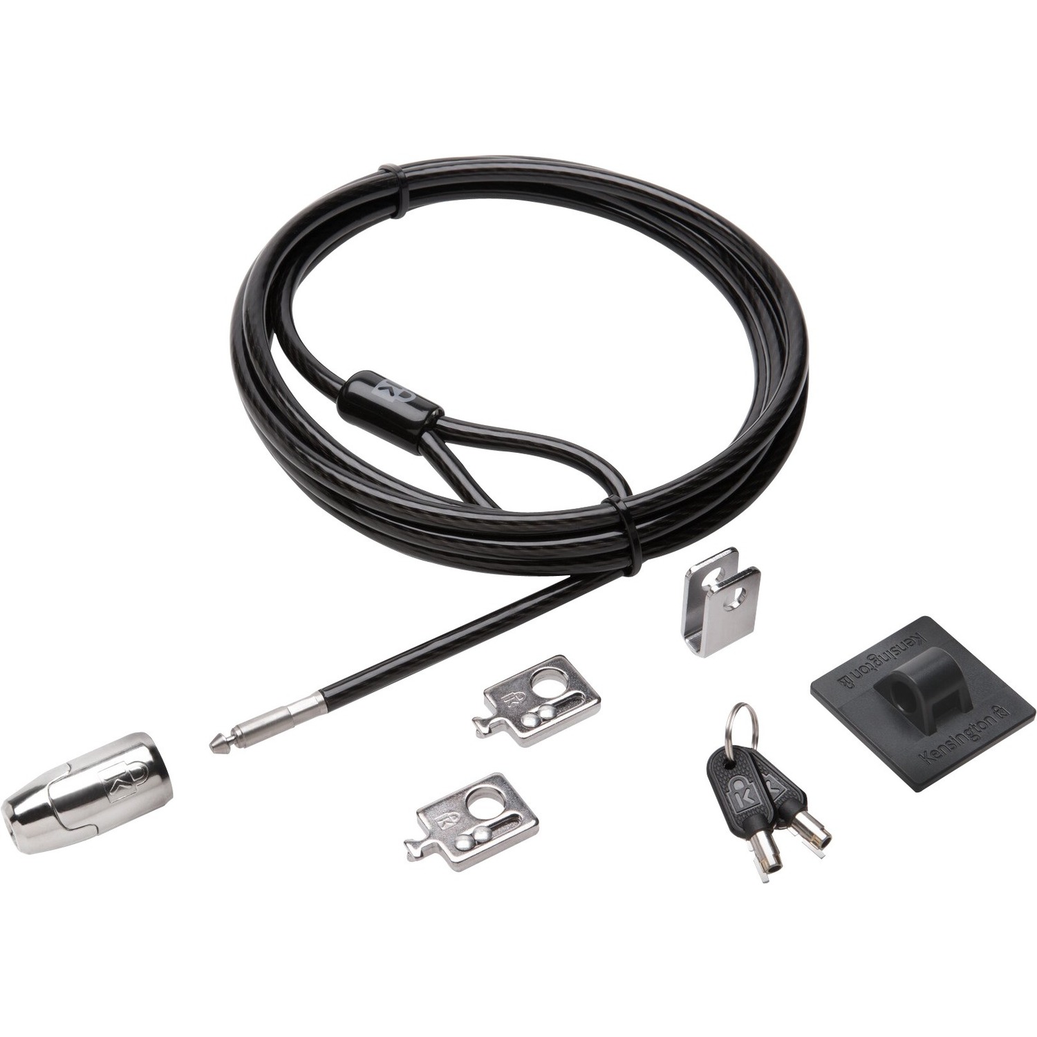 Kensington Desktop & Peripherals Locking Kit 2.0 - Master Keyed - 8 ft (2.44 m) Cable - Master Keyed Lock - Carbon Steel, Plastic - For Desktop Computer, Notebook, Monitor