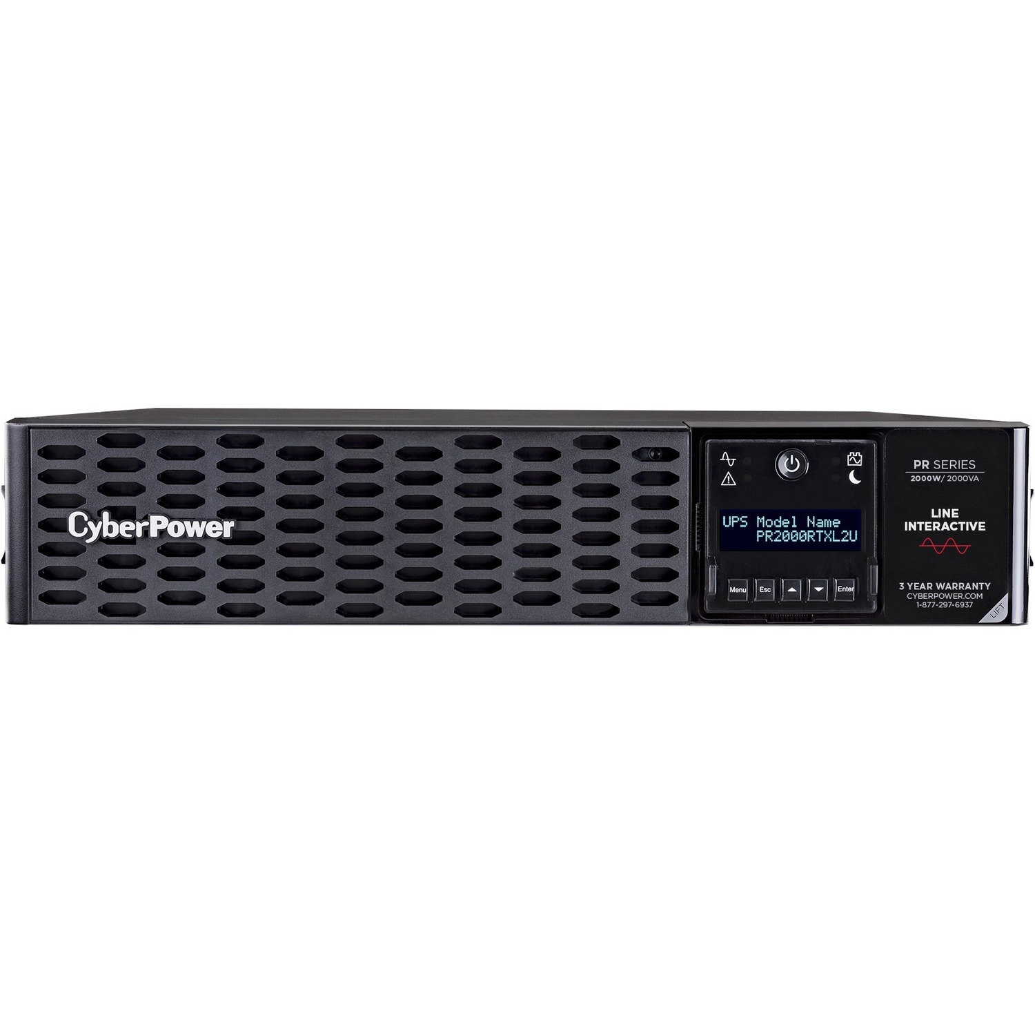 CyberPower PR2000RTXL2UN New Smart App Sinewave UPS Systems - 120 VAC, NEMA 5-20P, 2U, Rack / Tower, Sine Wave, 8 Outlets, LCD, PowerPanel&reg; Business, $400000 CEG, 3YR Warranty