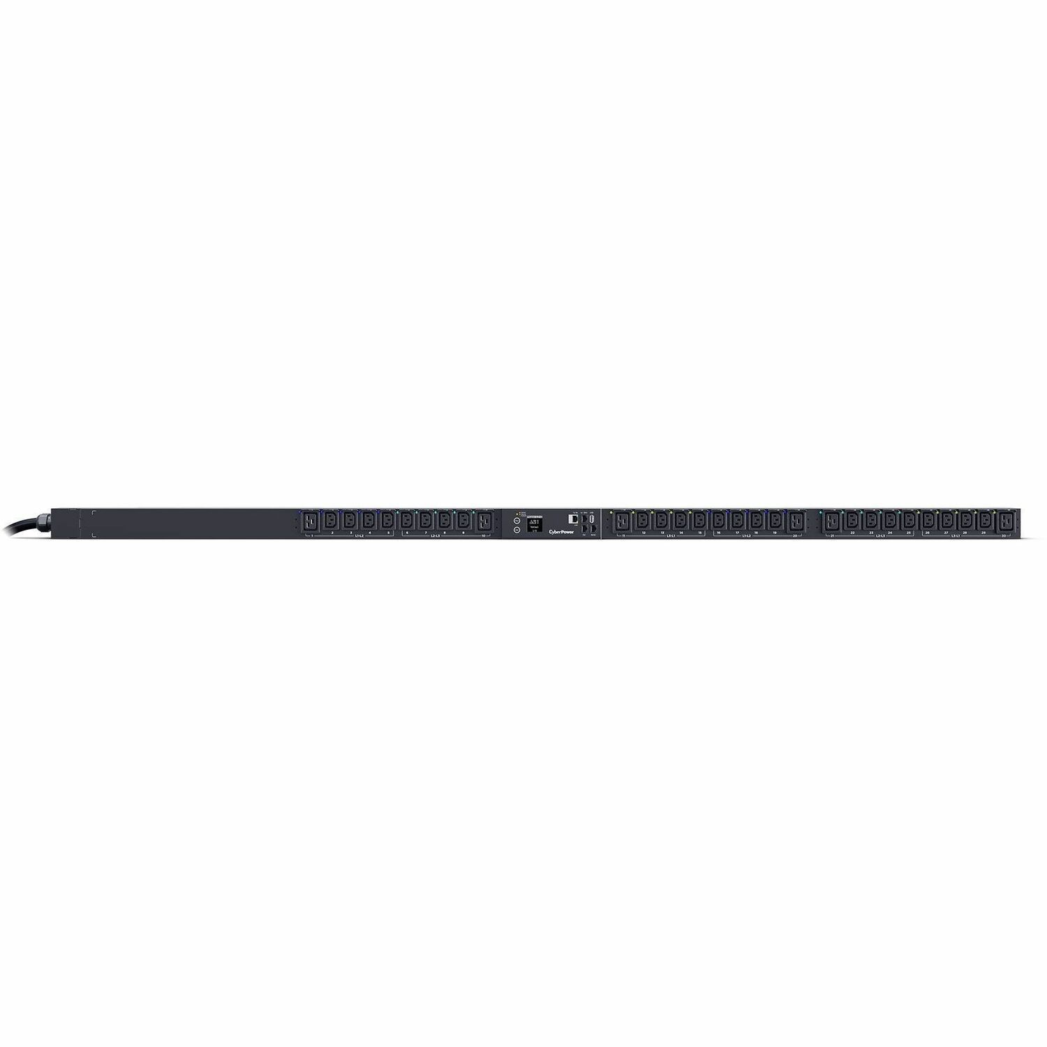 CyberPower PDU83103 3 Phase 200 - 240 VAC 20A Switched Metered-by-Outlet PDU - 30 Outlets, 10 ft, NEMA L15-20P, Vertical, 0U, LCD, 3YR Warranty