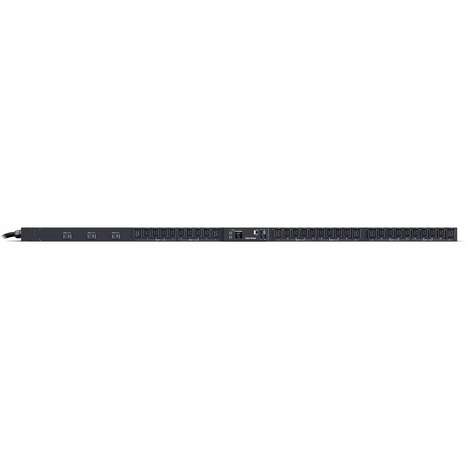 CyberPower PDU83107 3 Phase 200 - 240 VAC 50A Switched Metered-by-Outlet PDU - 30 Outlets, 10 ft, Hubbell CS8365C, Vertical, 0U, LCD, 3YR Warranty
