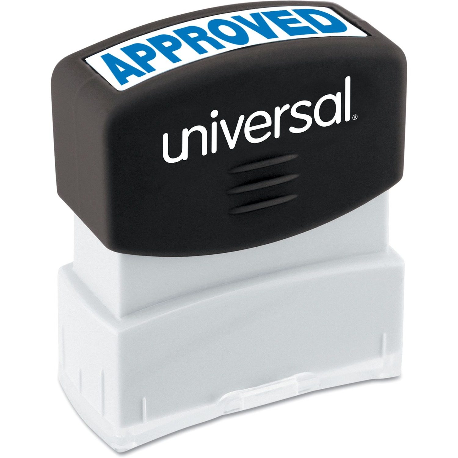 Universal Products Message Stamp, APPROVED, Pre-Inked One-Color, Blue - Message Stamp - APPROVED - 1.69" Impression Width - Blue - ABS Plastic - Recycled - 1 Each - TAA Compliant