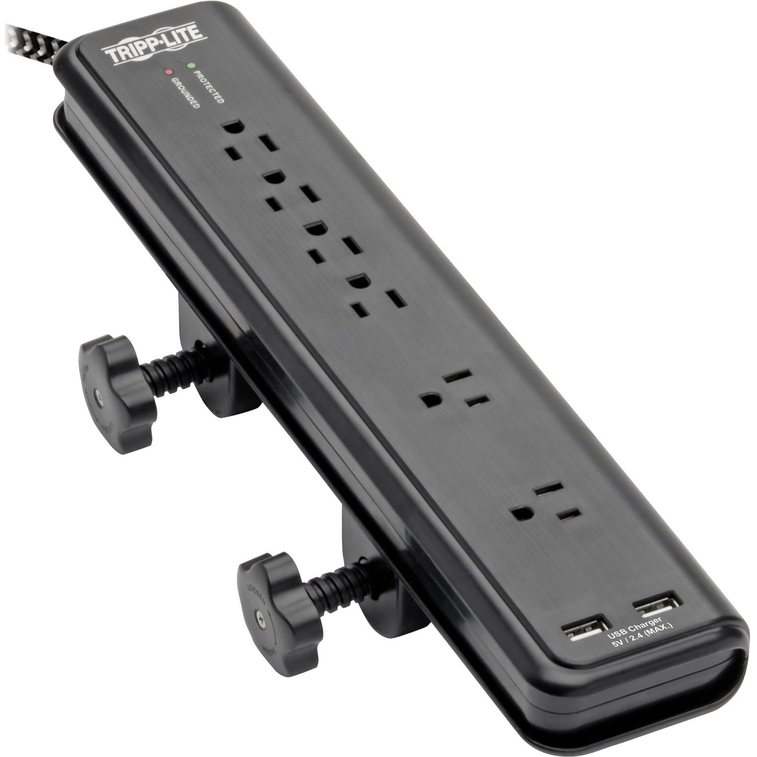 Tripp Lite Safe-IT TLP608DMUAM 6-Outlet Surge Suppressor/Protector - 6 x NEMA 5-15R, 2 x USB - 1.88 kVA - 2100 J - 120 V AC Input
