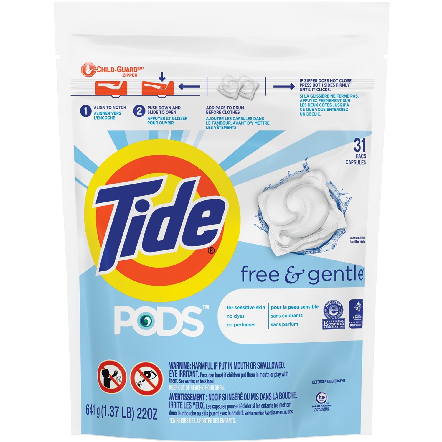 Tide PODS Free and Gentle Laundry Detergent - Concentrate Pod - 31 ...