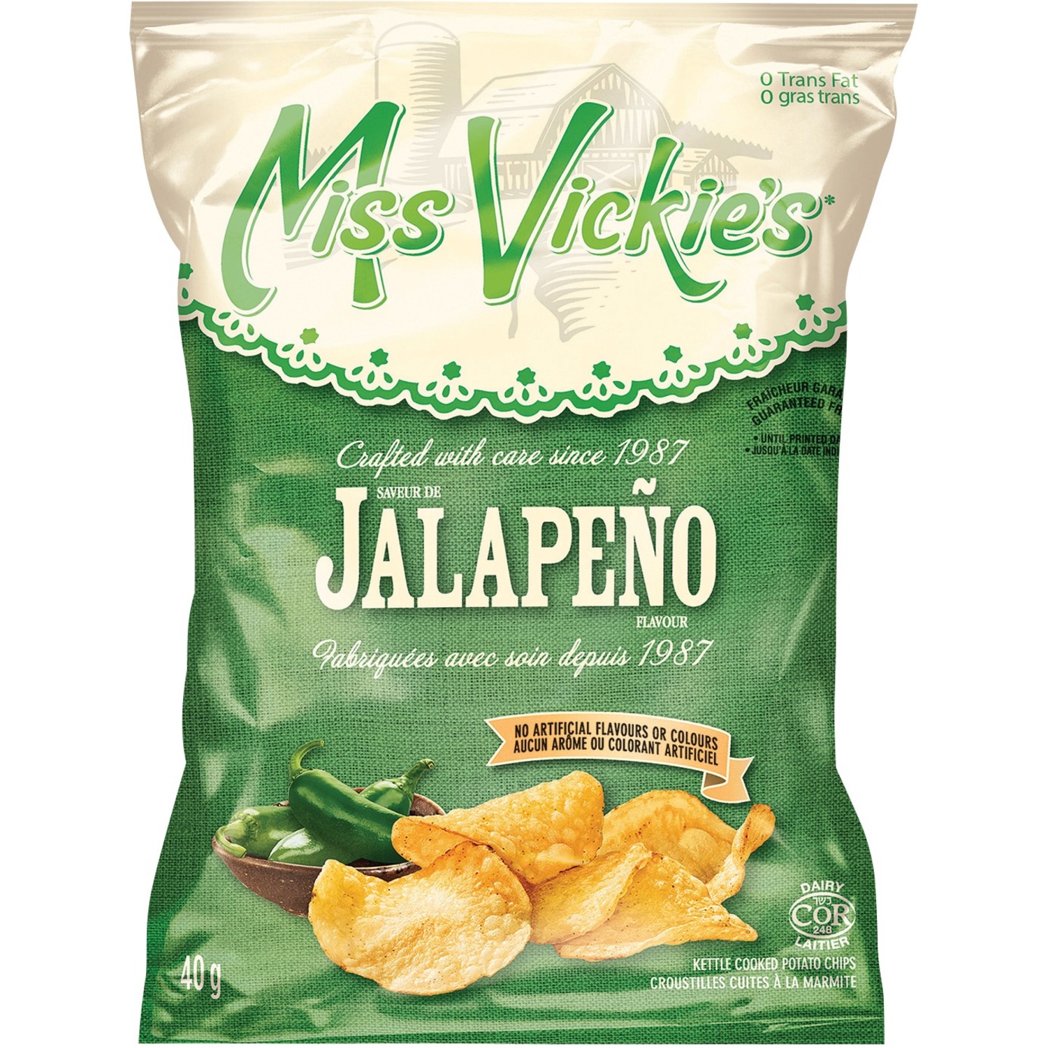 Miss Vickie's Potato Chips - Jalapeno - 40g - 40/bx