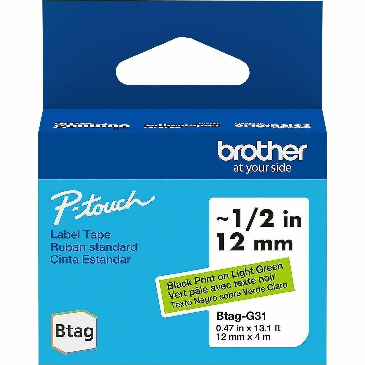 Brother P-touch BTAG-G31 Black on Light Green Label Tape