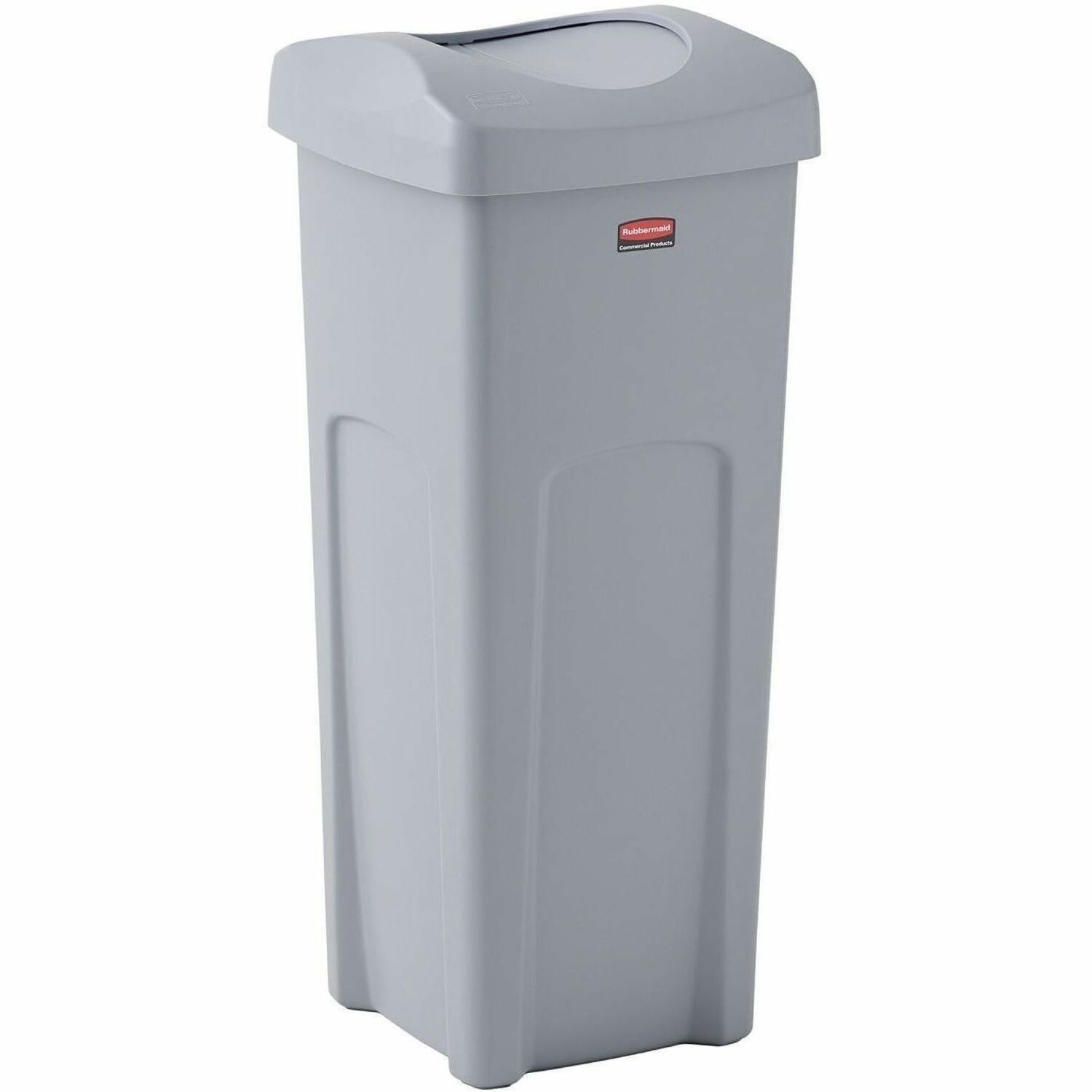 Rubbermaid Commercial Universal Square Container - Swing Lid - 23 gal Capacity - Square - Manual - For Indoor, Outdoor, Mailroom - Compact, Rugged, Durable, Crack Resistant, Venting Channel - 30.9" Height x 15.5" Width x 16.5" Depth - Plastic - Gray - 1 Each
