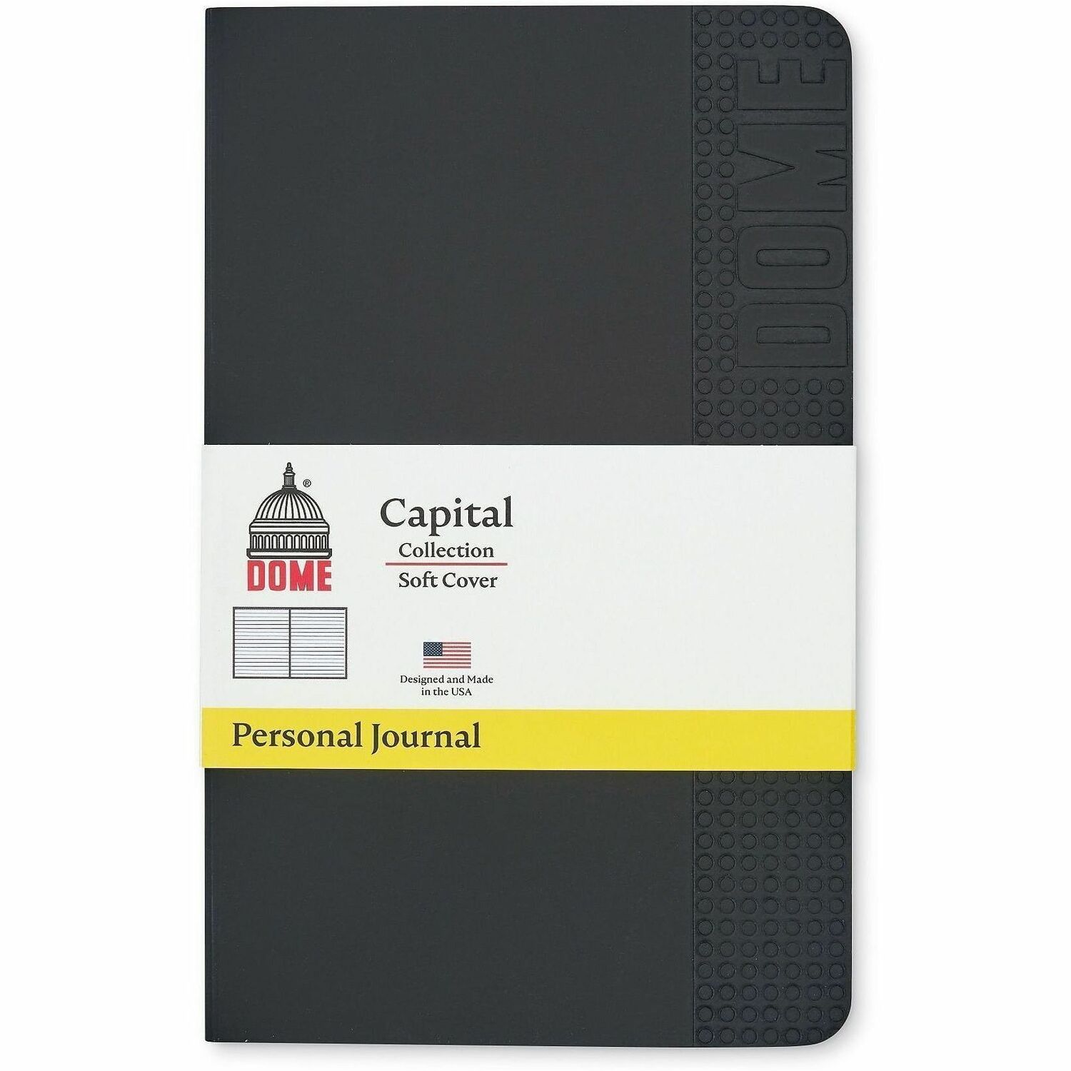 Dome Personal Journal - 5 x 8 Inch Softcover Black Lined Journal Notebook