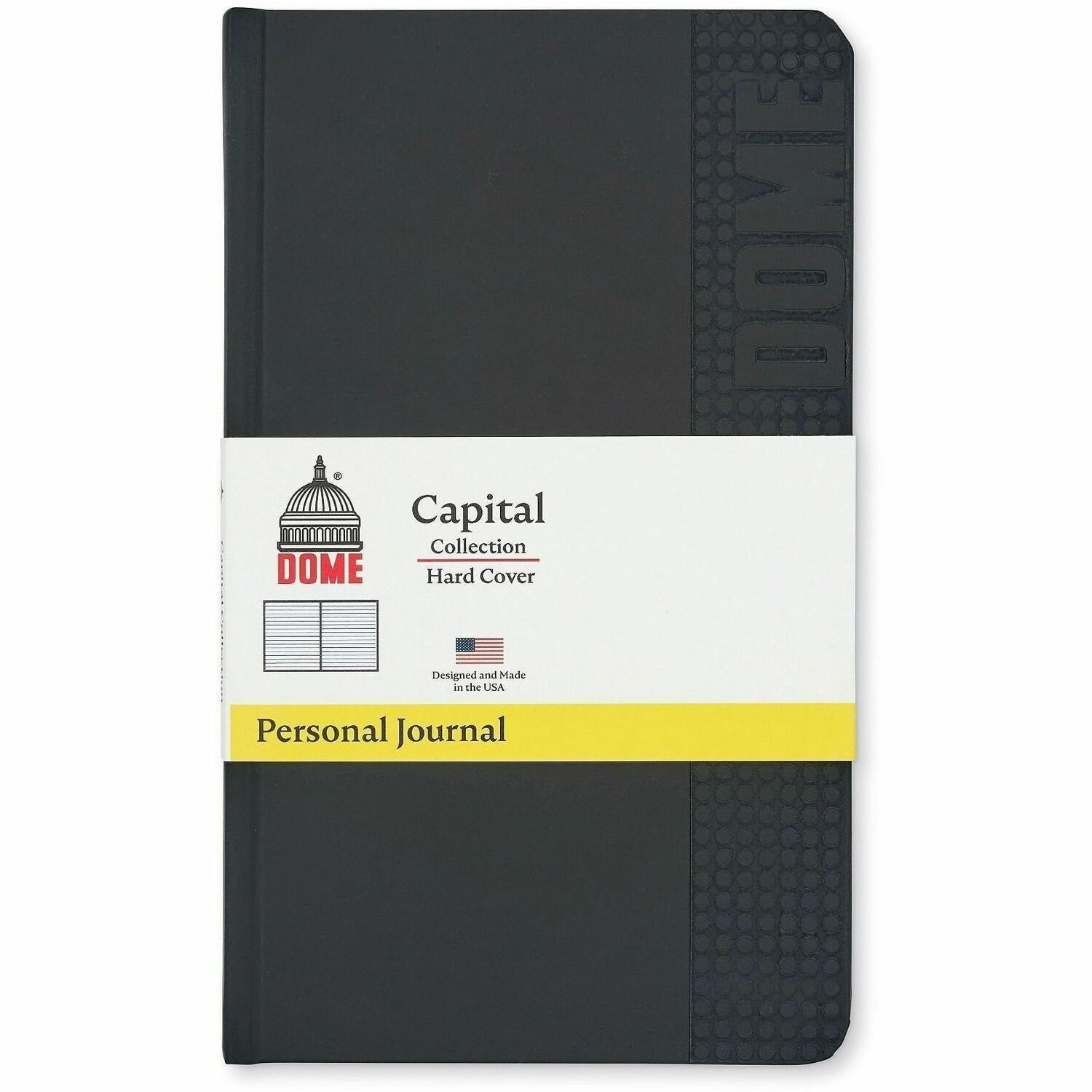 Dome Personal Journal - 5 x 8 Inch Hardcover Black Lined Journal Notebook
