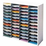 Fellowes Literature Organizer - 48 Compartment Sorter, Dove Gray