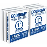 Samsill Economy 1 Inch 3 Ring Binder, Made in the USA, Round Ring Binder, Non-Stick Customizable Cover, White, 6 Pack (I08537)