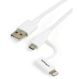 StarTech 1m (3ft) Apple Lightning or Micro USB to USB Cable for iPhone/iPod/iPad-White