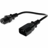 2ft C13 Female to C14 Male 18AWG 100-250V at 10A Black Power Cable