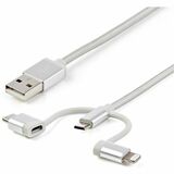 StarTech USB Multi-Charger Cable - Lightning, USB-C, Micro-B - Braided - 1 m (3 ft.)