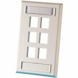 Ortronics Single Gang Keystone Faceplate, 6 Port, Fog White