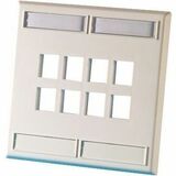 Ortronics DUAL GANG KEYSTONE FACEPLATE, 8 PORT, FOG WHITE