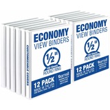 Samsill Economy 0.5 Inch 3 Ring Binder, Made in the USA, Round Ring Binder, Non-Stick Customizable Cover, White, 12 Pack (I08517C)