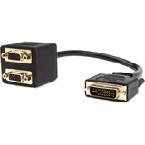 Rocstor 1 ft DVI-I Analog to 2x VGA Video Splitter Cable - M/F