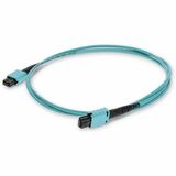 AddOn 4m MPO (Female) to MPO (Female) Field Modifiable 12-Strand Aqua OM4 Crossover Fiber OFNR (Riser-Rated) Patch Cable