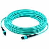 AddOn 40m MPO (Female) to MPO (Female) 12-Strand Aqua OM3 Straight Fiber OFNR (Riser-Rated) Patch Cable