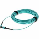 AddOn 25m MPO (Female) to MPO (Female) 12-Strand Aqua OM4 Crossover Fiber OFNP (Plenum-Rated) Patch Cable