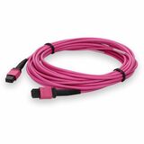 AddOn 5m MPO (Female) to MPO (Female) 12-Strand Crossover Magenta OM4 OFNR (Riser-Rated) Fiber Patch Cable