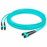 AddOn 11m 2xMPO (Female) to 2xMPO (Female) 24-Strand Aqua OM4 Crossover Fiber Trunk Cable