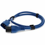 AddOn 2ft C13 Female to C14 Male 14AWG 100-250V at 10A Blue Power Cable