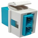 Ortronics 1-LC (2 Fibers) Fiber Keystone Module, Aqua Adapter, Fog White Housing