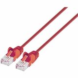 Intellinet Cat6 U/UTP Slim Network Patch Cable, 3 ft., Red