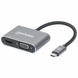 Manhattan USB-C to HDMI & VGA 4-in-1 Docking Converter with Power Delivery