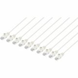 Intellinet Cat6 U/UTP Slim Network Patch Cable, 14 ft., White, 10-Pack