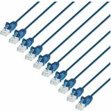 Intellinet Cat6 U/UTP Slim Network Patch Cable, 3 ft., Blue, 10-Pack