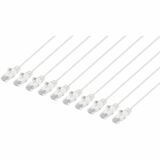 Intellinet Cat6 U/UTP Slim Network Patch Cable, 5 ft., White, 10-Pack
