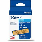 Brother Genuine P-touch TZeB51 BK on FLUOR ORG Label Tape, Laminated, 24mmX5m