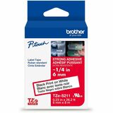 Brother Genuine P-touch TZeS211 BK on WHT Label Tape, Strong Adhesive Lam., 6mmX8m