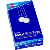 Avery® 1-1/4" Metal Rim Key Tags, Strung, White, 500 Tags (14313)