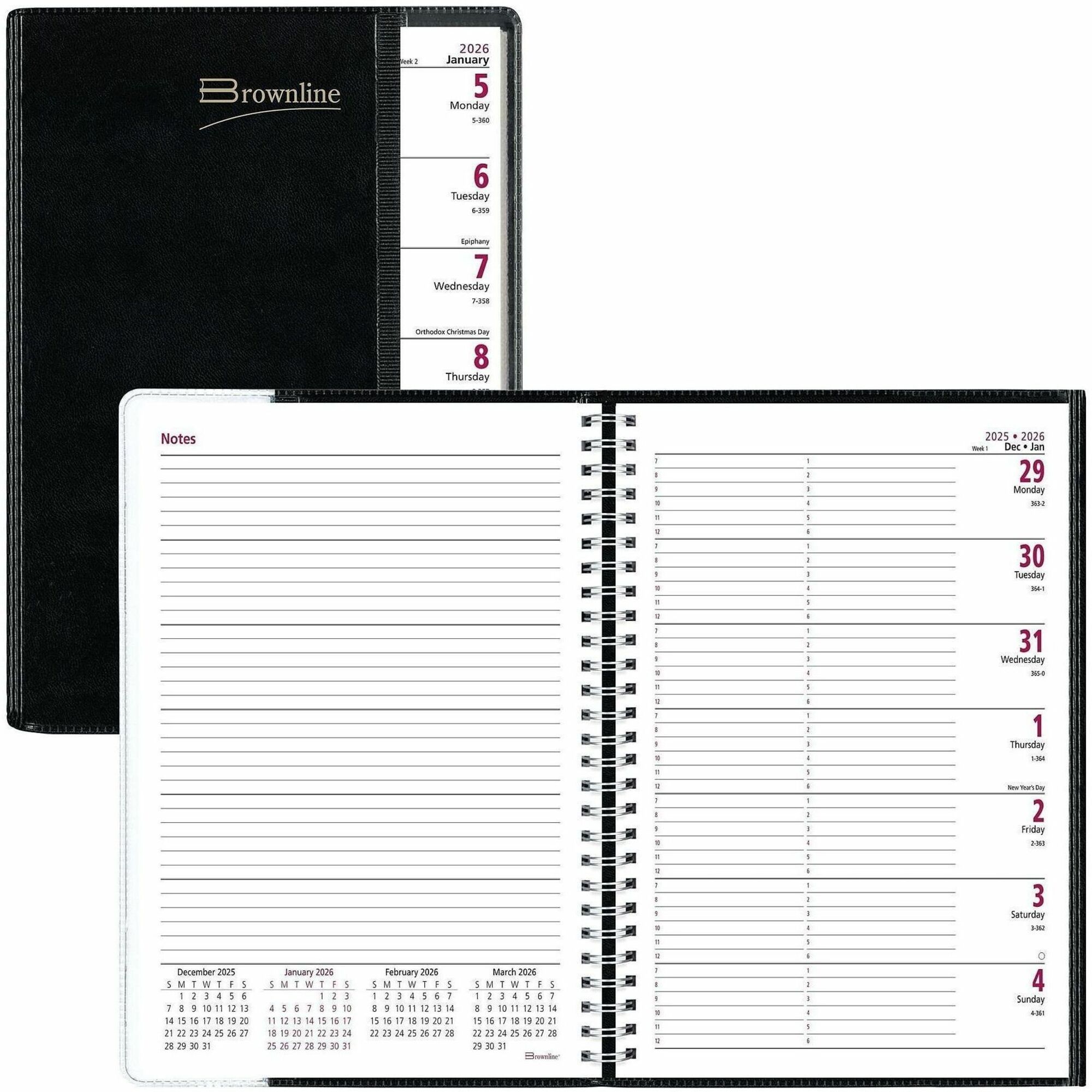 Brownline Pre-Vu Weekly Planner, Transparent Section, English, Black (CB920.BLK)
