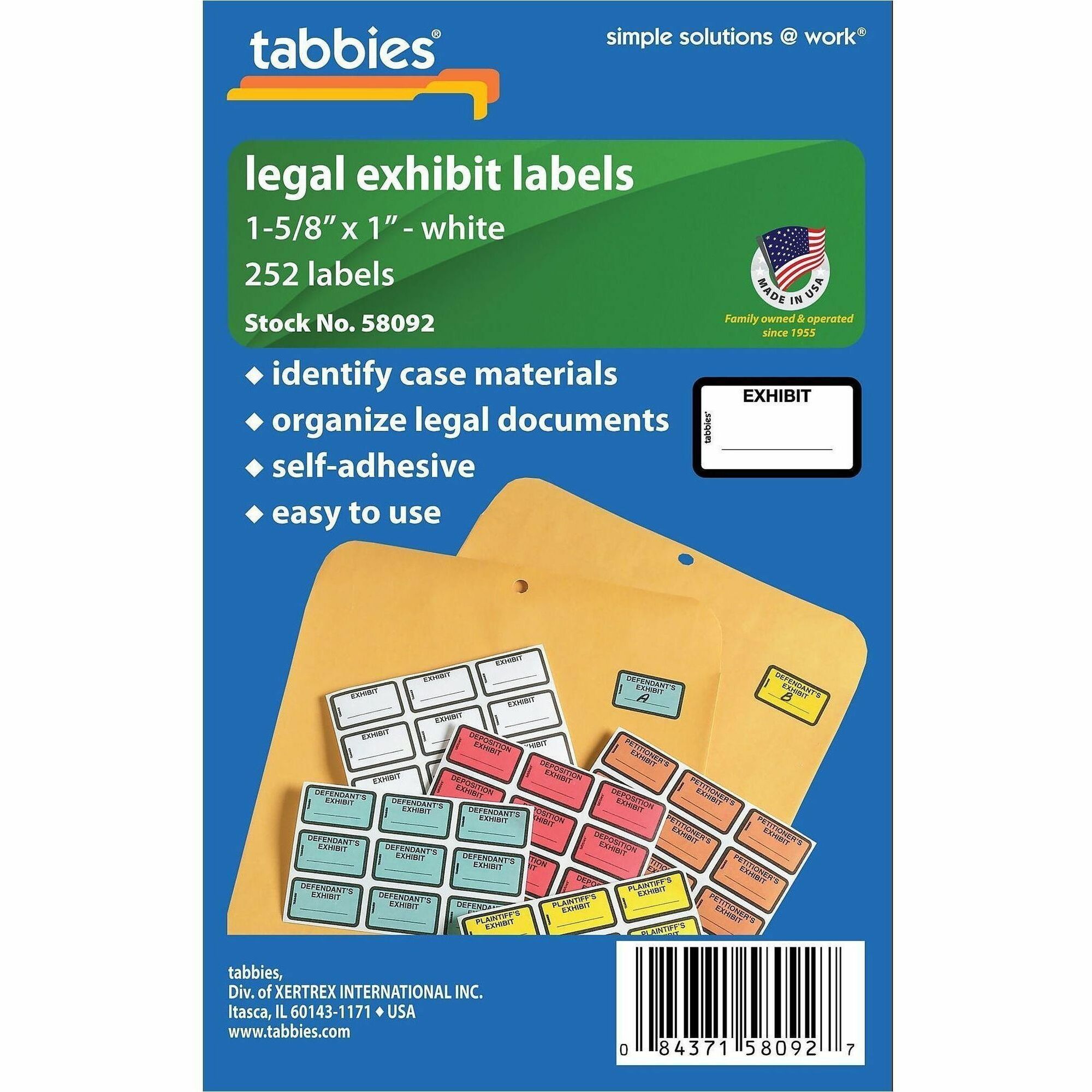 Tabbies Color-coded Legal Exhibit Labels