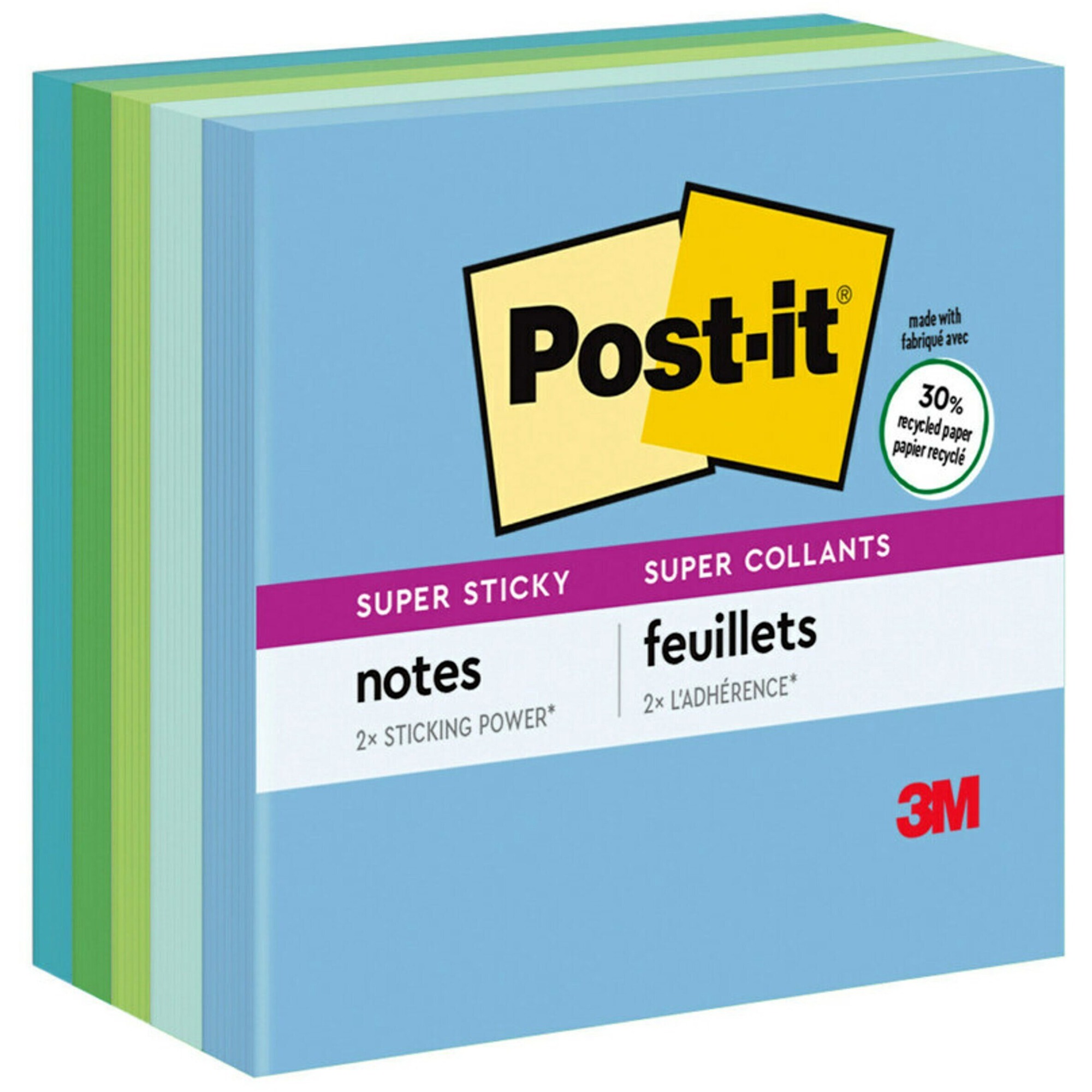 Postit® Super Sticky 3x3 Bora Bora Notes 450 3" x 3" Square 90