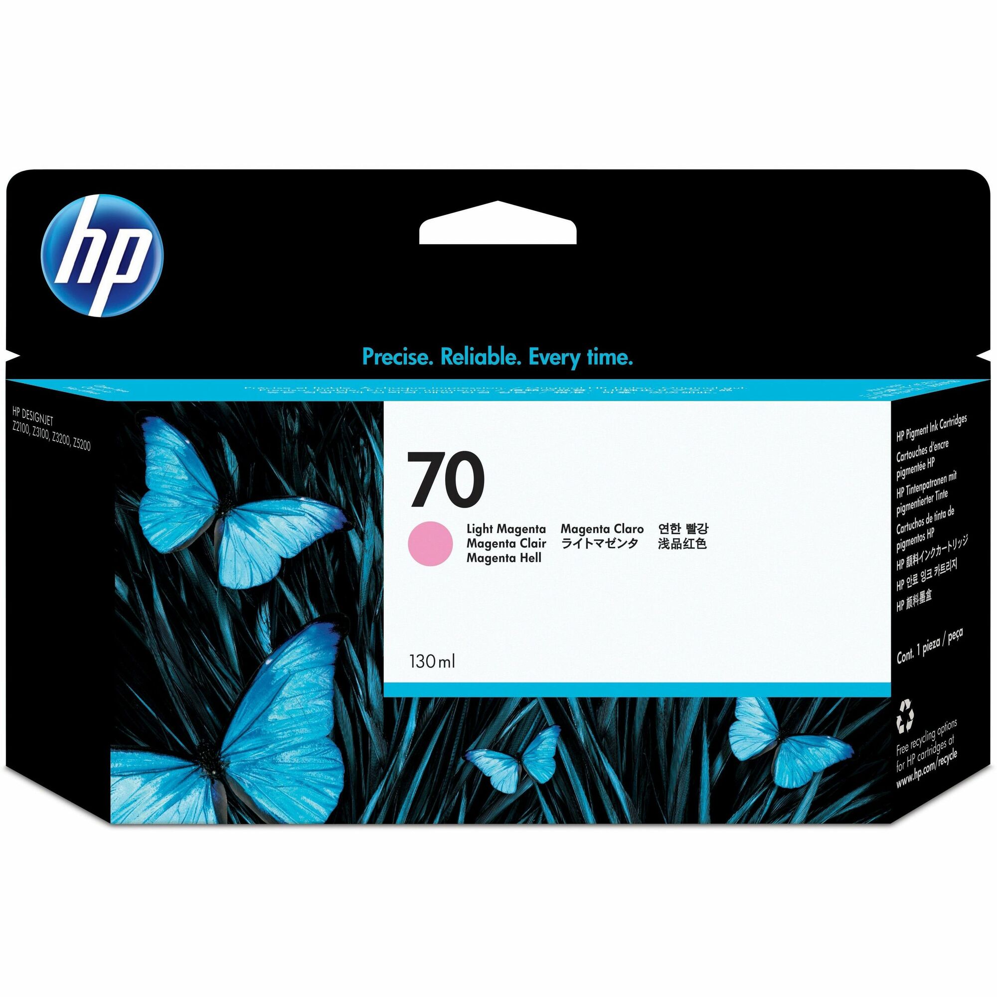 HP 70 (C9455A) Original Inkjet Ink Cartridge - Single Pack - Light Magenta - 1 Each - 130 mL